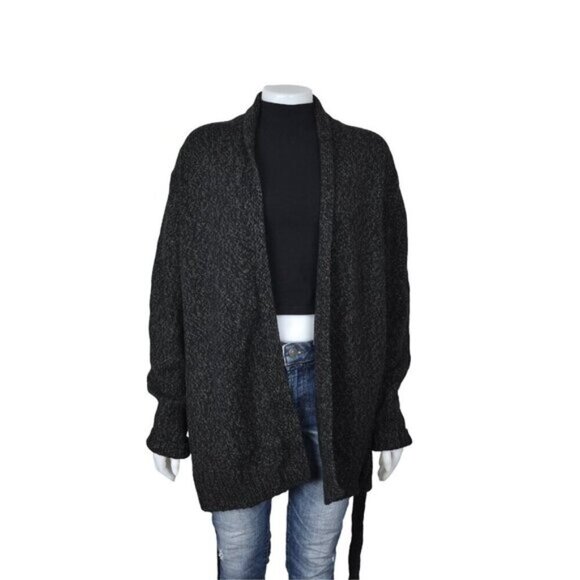 Levi's Knit Tie Cardigan Sweater Wool Blend Black Gray Size XL - Picture 2 of 9